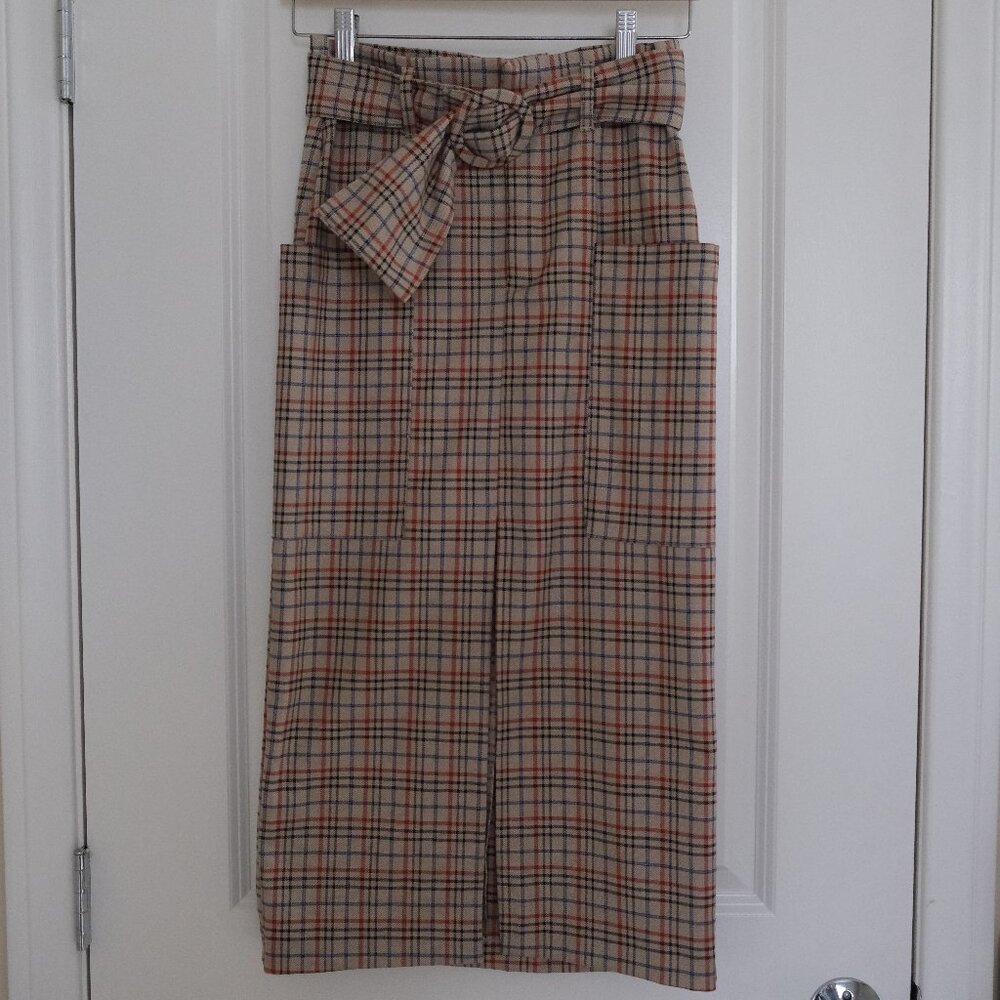 Zara Check Pencil Midi Skirt (XS)
